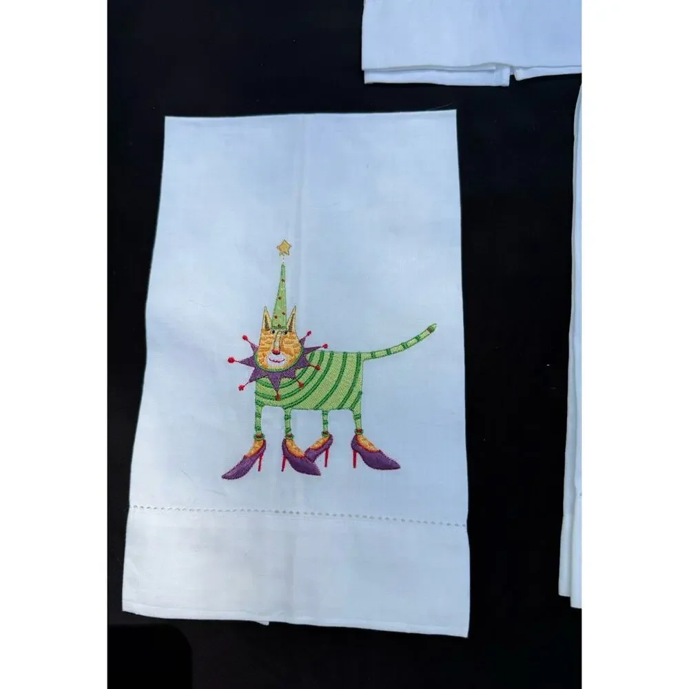 3 New Vintage Patience Brewster Krinkles Embroidered Christmas Tea Towels Set K2